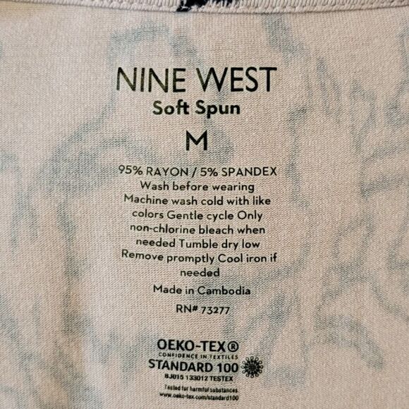 Nine West Mauve Soft Spun Crewneck Elbow Sleeve Stretch Blouse Size M - Picture 6 of 6